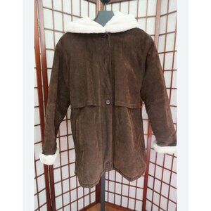 J. G. Hook Genuine Leather Hooded Coat Jacket Brown Women’s Size Medium